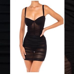 Little Black Corset Mini Dress (mesh)